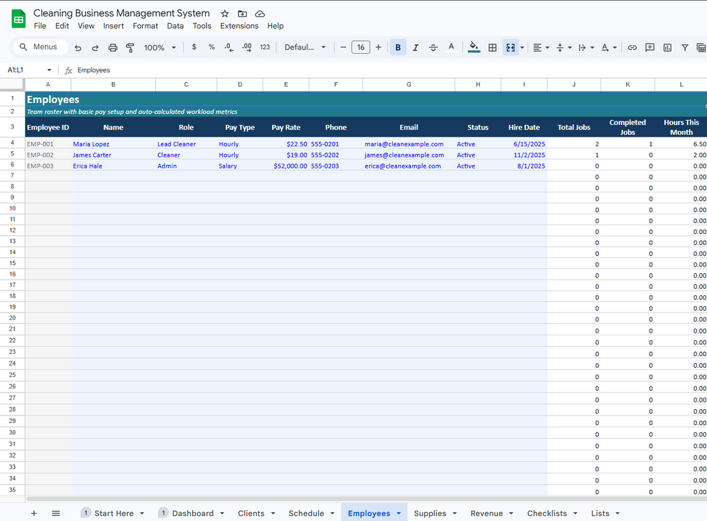 Cleaning Business Management System (Scheduling, Clients & Revenue Tracking)
