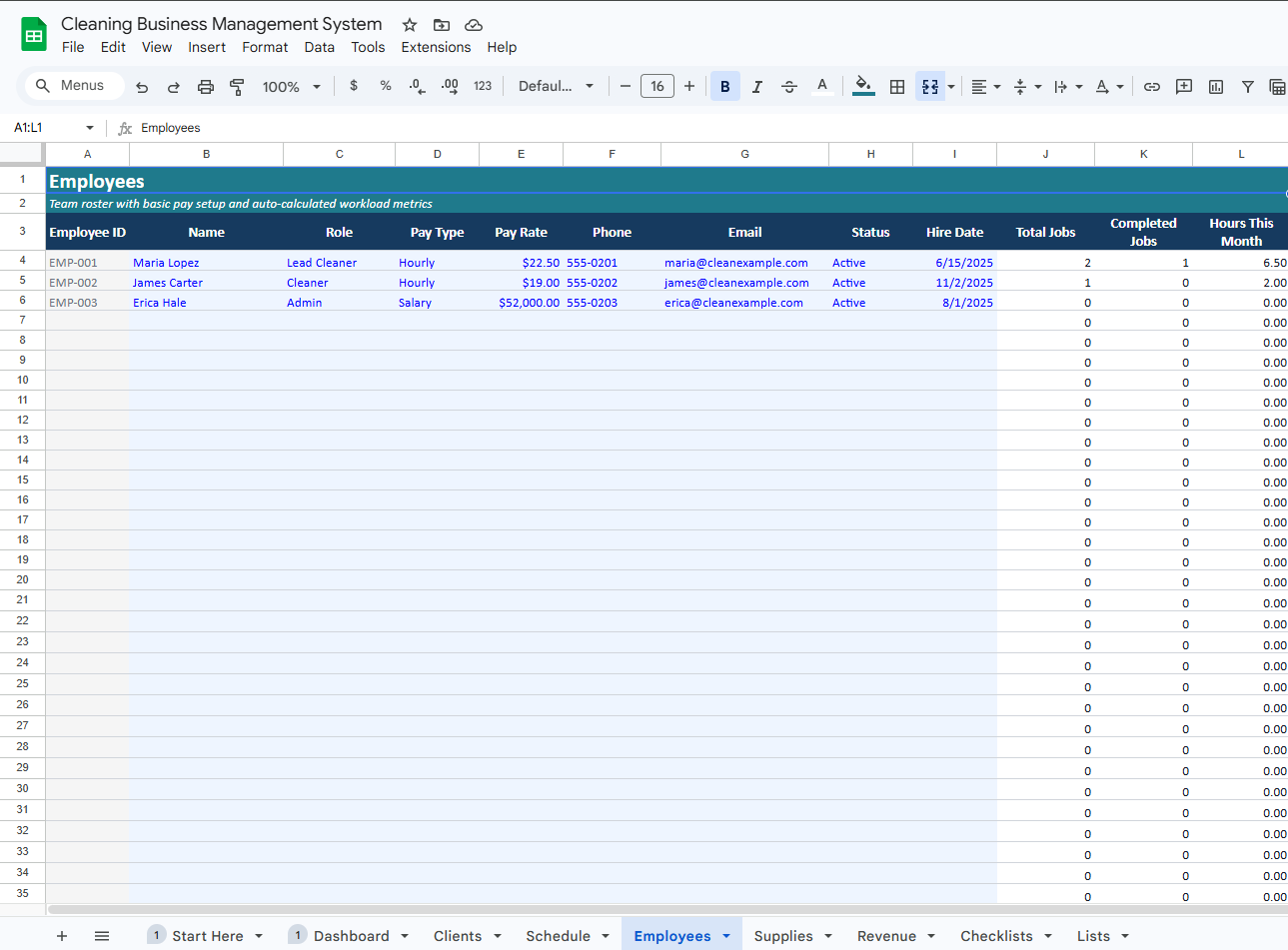 Cleaning Business Management System (Scheduling, Clients & Revenue Tracking)