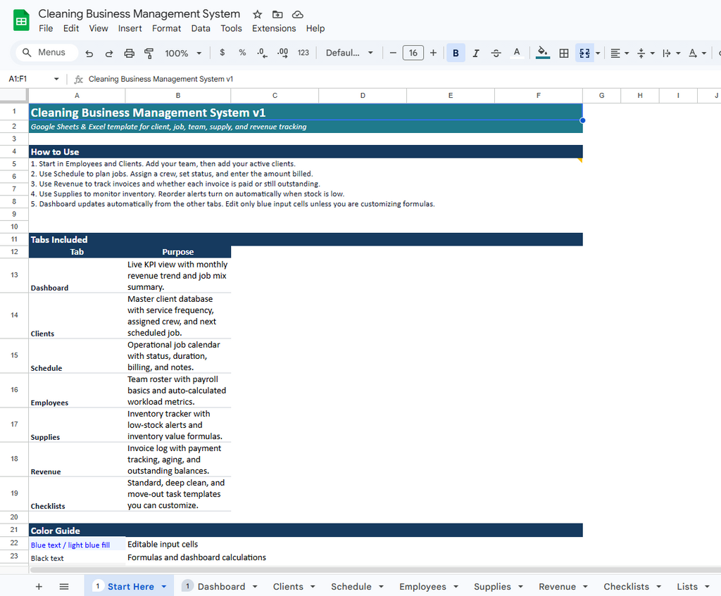 Cleaning Business Management System (Scheduling, Clients & Revenue Tracking)