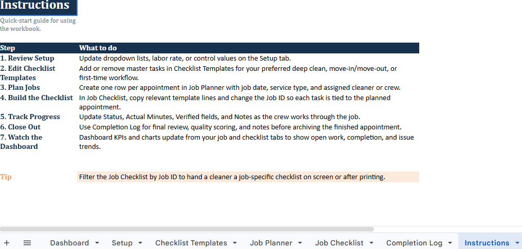 Deep Cleaning Checklist System for Cleaning Businesses