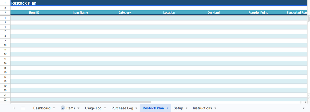 Cleaning Supplies Inventory Tracker for Cleaning Businesses
