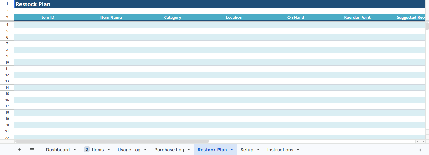 Cleaning Supplies Inventory Tracker for Cleaning Businesses