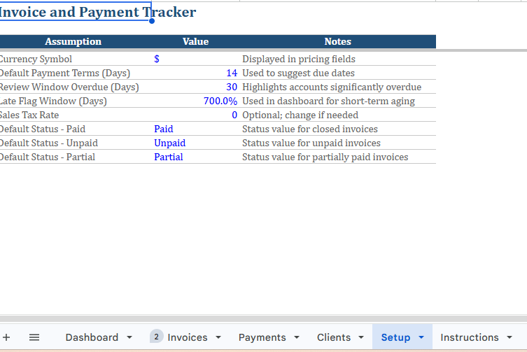 Invoice and Payment Tracker for Cleaning Businesses